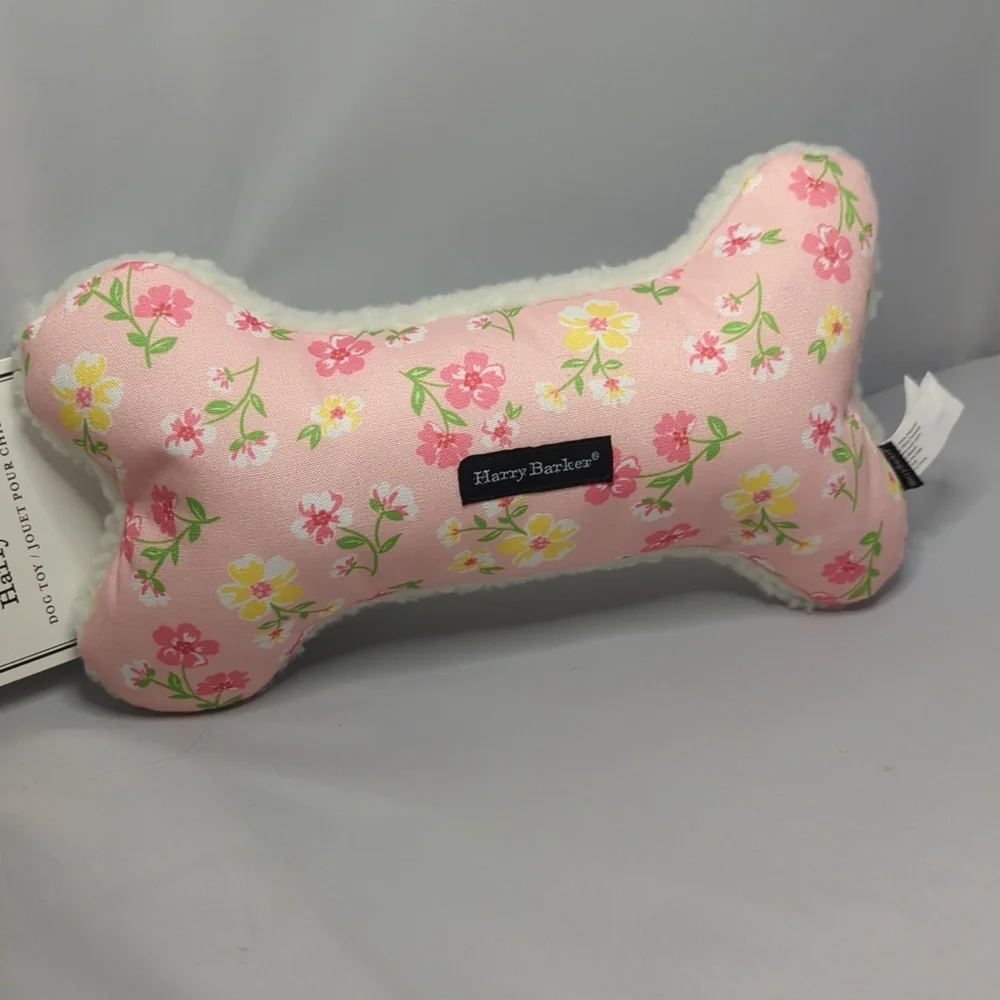 Harry Barker Pink Floral Dog Plush Toy with Sqeaker NWT